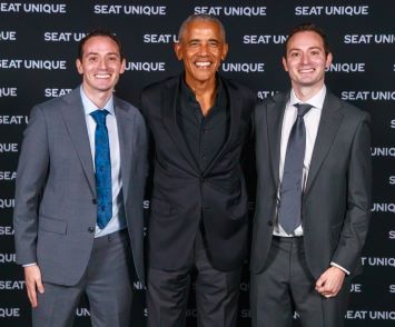 Pictured: Our translators Christopher and Cormac Donaghy with President Barack Obama, Dublin, 2025